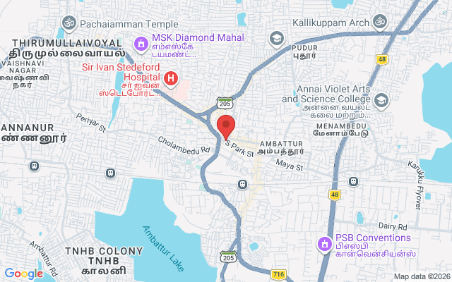 Padma Ambulance Service location map for Ambattur, Chennai