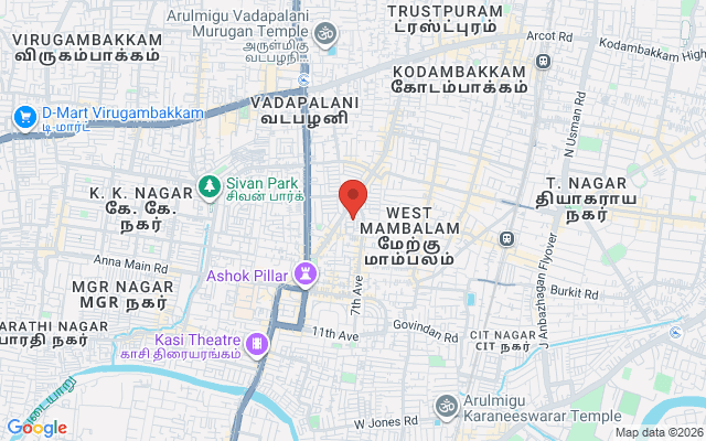 Padma Ambulance Service location map for Ashok Nagar, Chennai