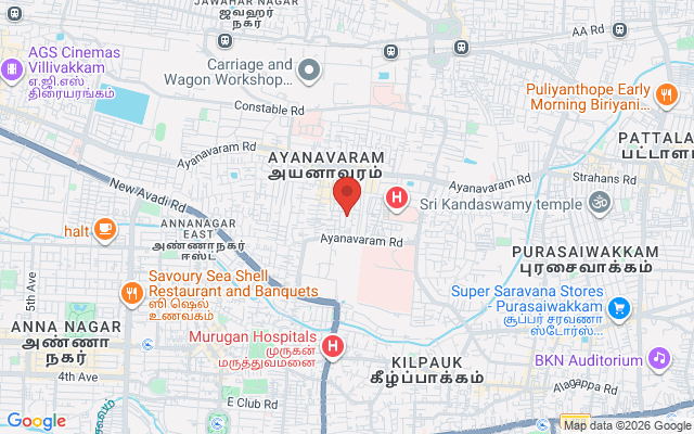 Padma Ambulance Service location map for Ayanavaram, Chennai