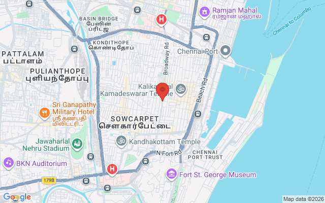Padma Ambulance Service location map for Broadway, Chennai