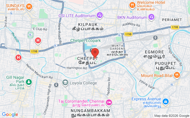 Padma Ambulance Service location map for Chetpet, Chennai