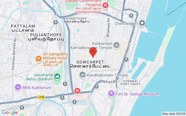 Padma Ambulance Service location map for George Town, Chennai