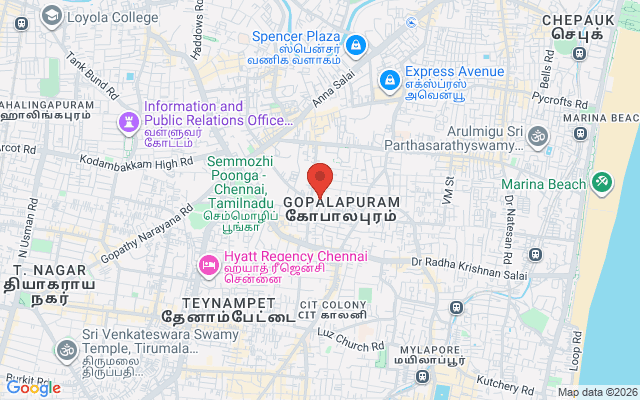 Padma Ambulance Service location map for Gopalapuram, Chennai