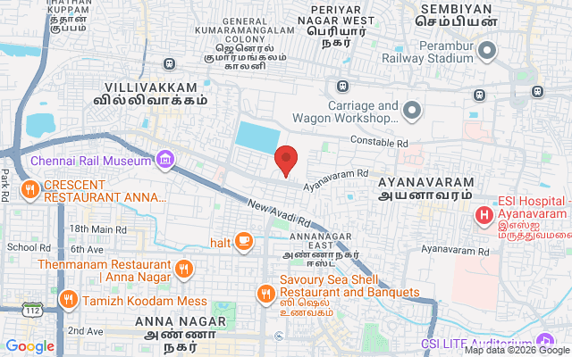 Padma Ambulance Service location map for ICF Colony, Chennai
