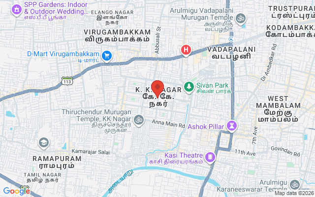 Padma Ambulance Service location map for K.K. Nagar, Chennai
