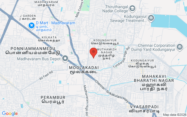 Padma Ambulance Service location map for Kodungaiyur, Chennai