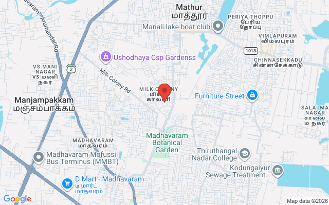 Padma Ambulance Service location map for Madhavaram Milk Colony, Chennai