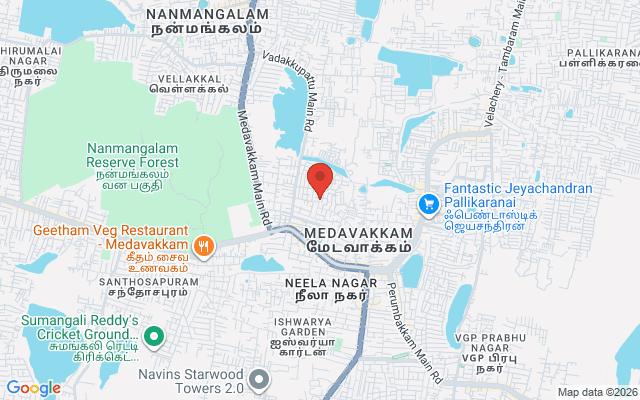Padma Ambulance Service location map for Medavakkam, Chennai