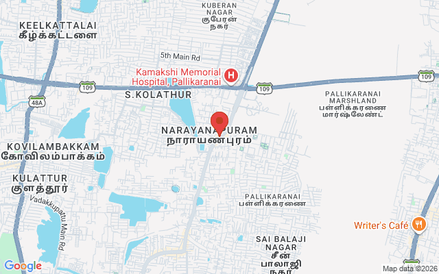 Padma Ambulance Service location map for Mudichur, Chennai
