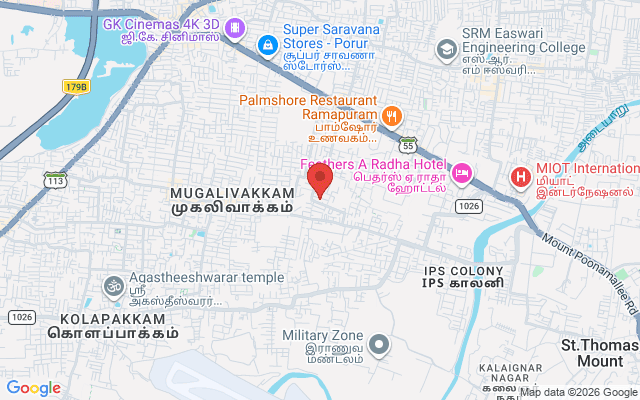 Padma Ambulance Service location map for Mugalivakkam, Chennai