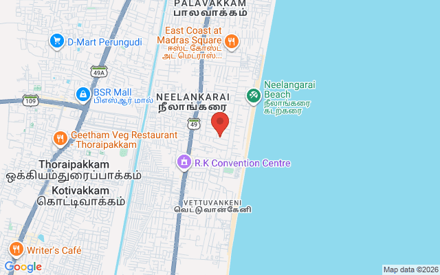 Padma Ambulance Service location map for Neelankarai, Chennai