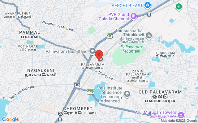 Padma Ambulance Service location map for Pallavaram, Chennai