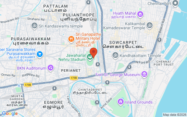 Padma Ambulance Service location map for Park Town, Chennai