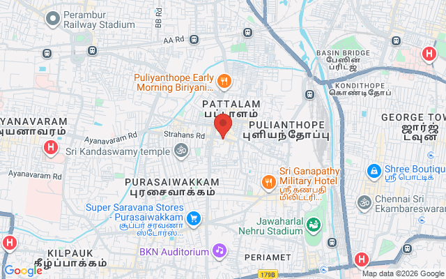 Padma Ambulance Service location map for Pattalam, Chennai