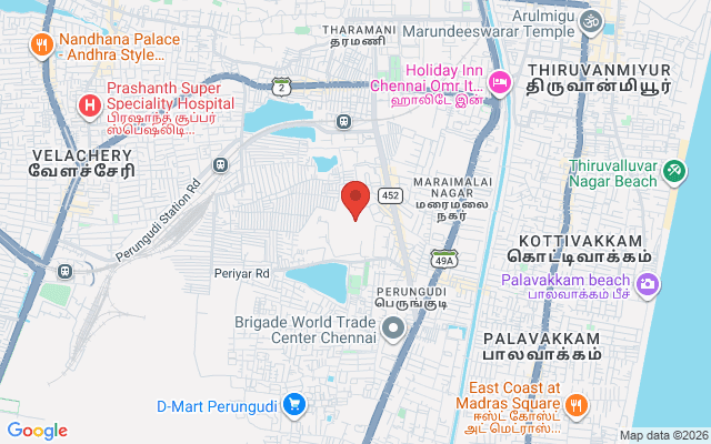 Padma Ambulance Service location map for Perungudi, Chennai