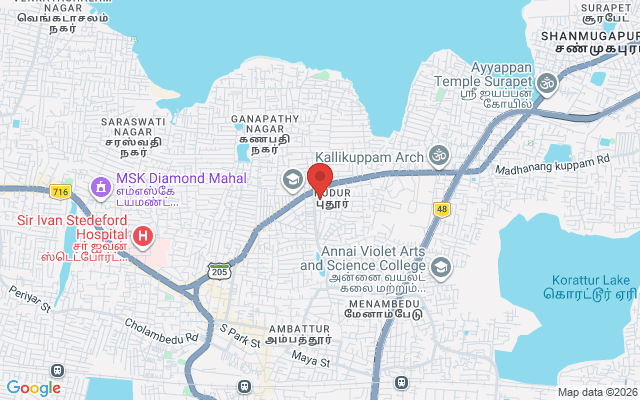 Padma Ambulance Service location map for Pudur, Chennai