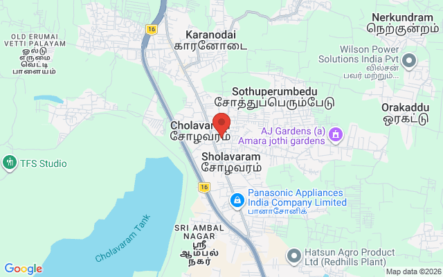 Padma Ambulance Service location map for Sholavaram, Chennai