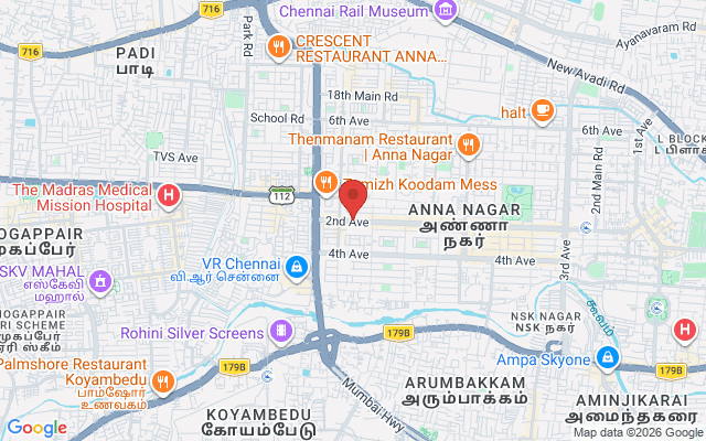 Padma Ambulance Service location map for Thirumangalam, Chennai