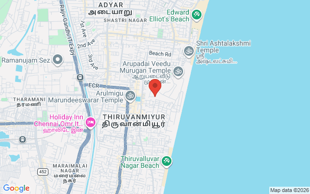 Padma Ambulance Service location map for Thiruvanmiyur, Chennai