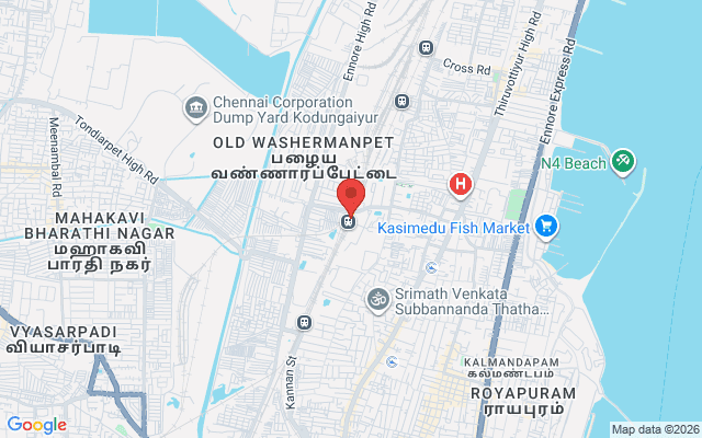 Padma Ambulance Service location map for Tondiarpet, Chennai