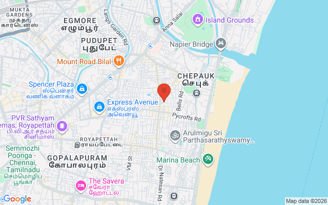 Padma Ambulance Service location map for Triplicane, Chennai