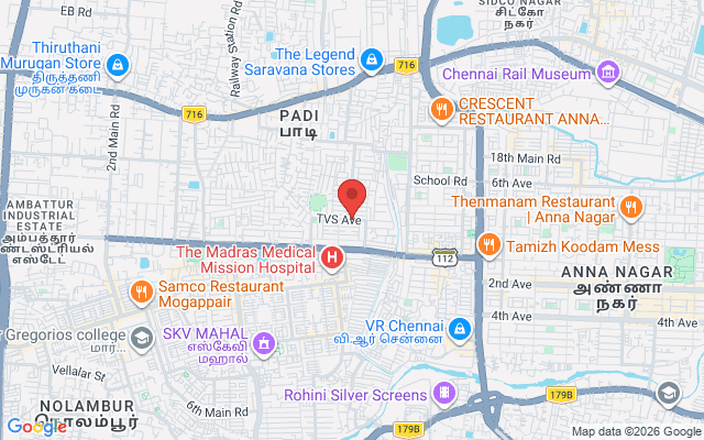 Padma Ambulance Service location map for T.V.K. Nagar, Chennai