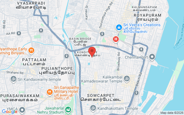 Padma Ambulance Service location map for Vallalar Nagar, Chennai