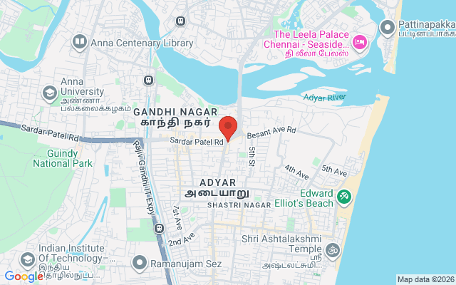 Padma Ambulance Service location map for Adyar, Chennai